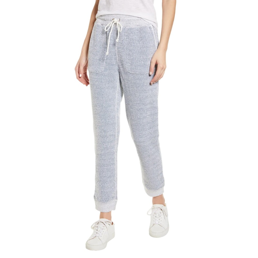 NWOT Faherty Herringbone French Terry Jogger Sweatpants Blue Women Small
